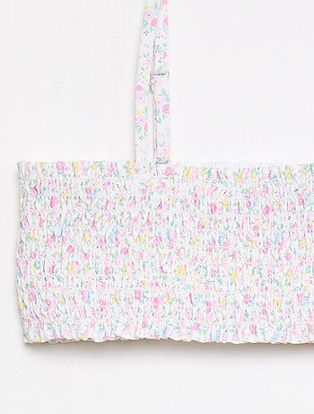 Fato de banho com folho e estampado floral - 2 peças