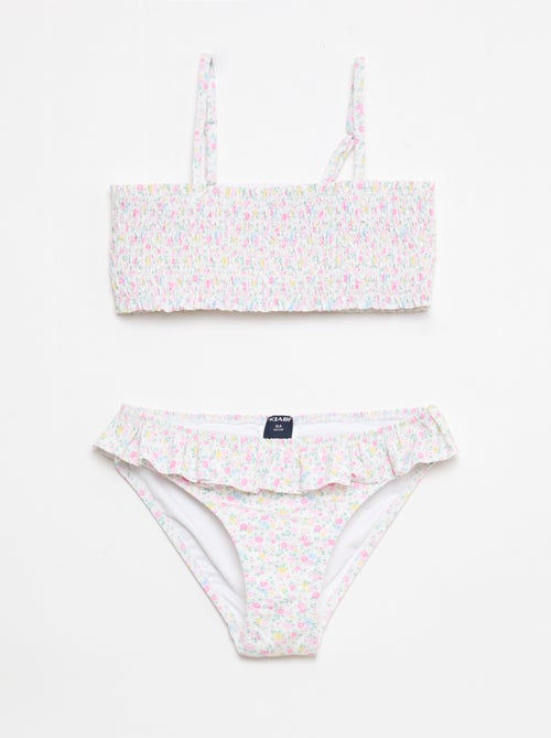 Fato de banho com folho e estampado floral - 2 peças - Kiabi