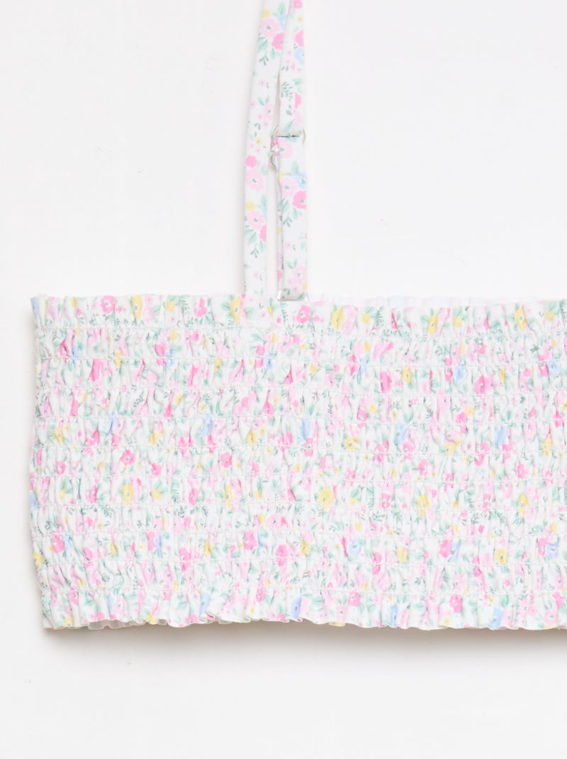 Fato de banho com folho e estampado floral - 2 peças Branco - Kiabi