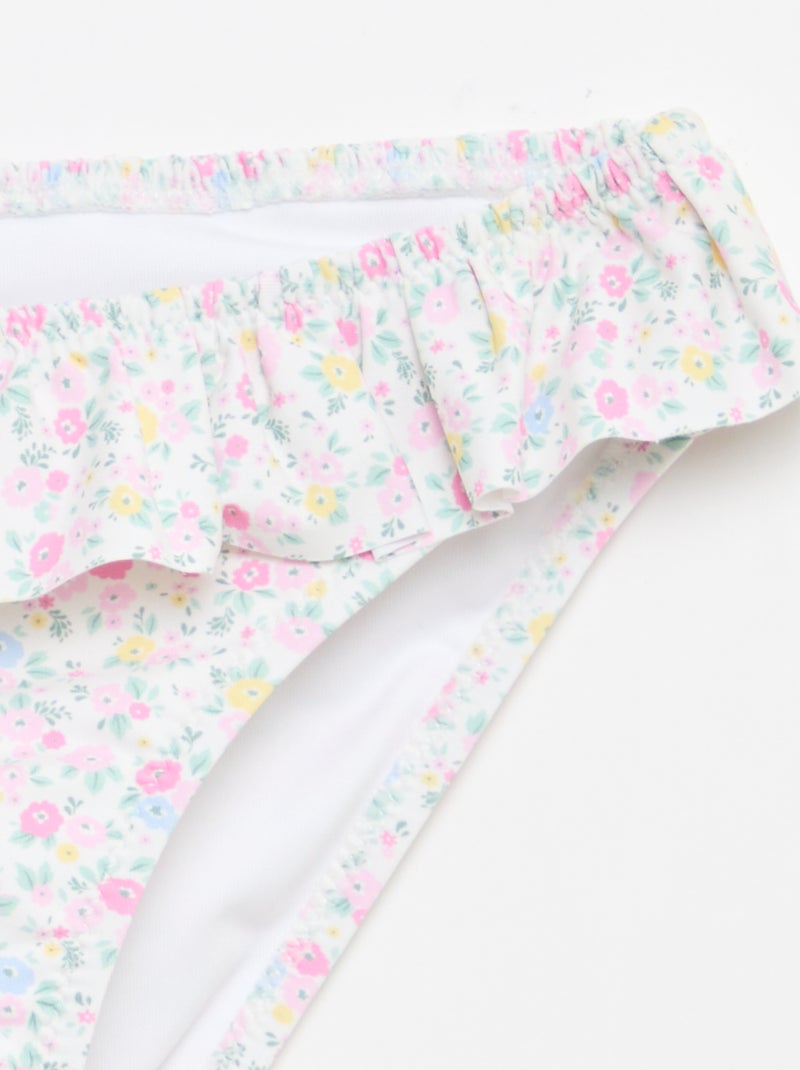 Fato de banho com folho e estampado floral - 2 peças Branco - Kiabi