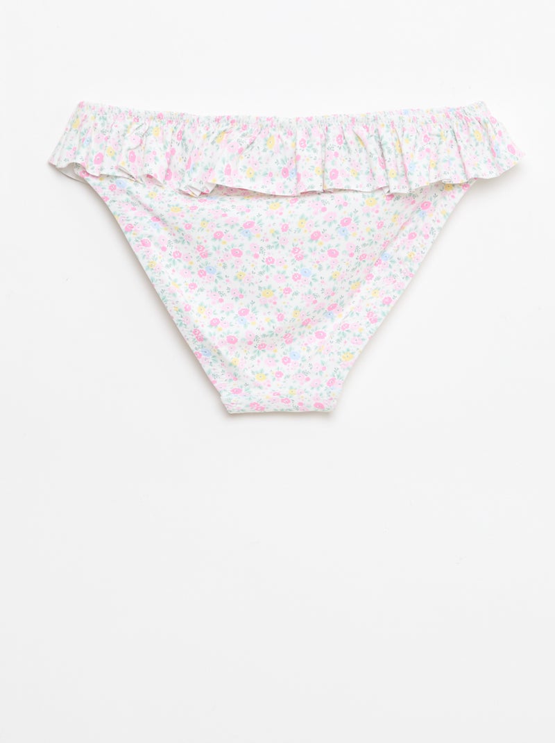 Fato de banho com folho e estampado floral - 2 peças Branco - Kiabi