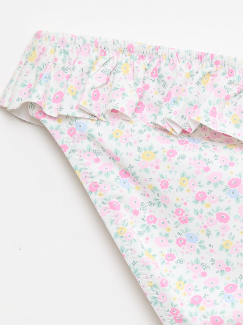 Fato de banho com folho e estampado floral - 2 peças Branco - Kiabi