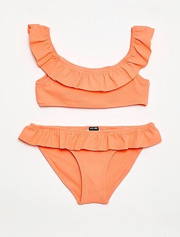 Fato de banho com folhos em malha - 2 peças