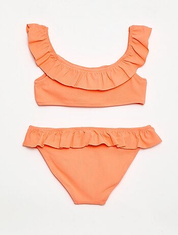 Fato de banho com folhos em malha - 2 peças