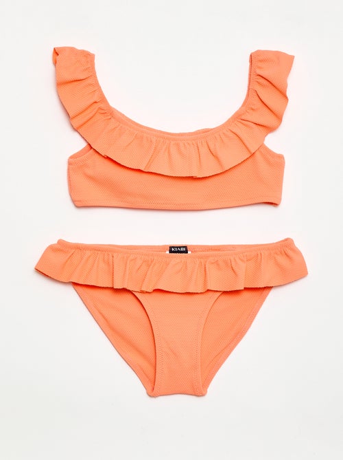 Fato de banho com folhos em malha - 2 peças - Kiabi