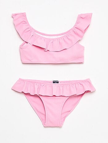 Fato de banho com folhos em malha - 2 peças