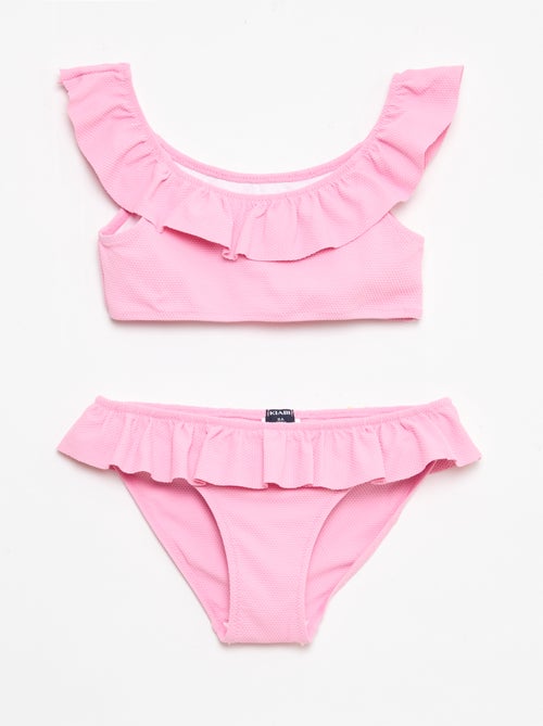 Fato de banho com folhos em malha - 2 peças - Kiabi