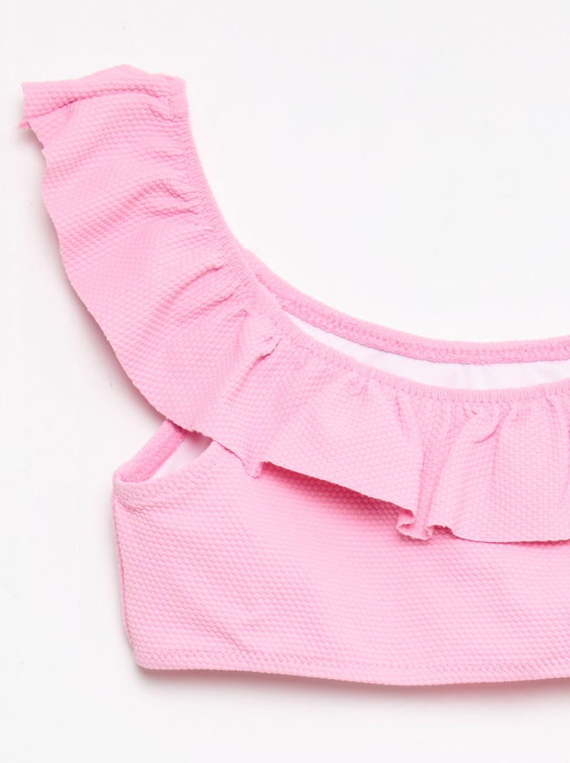 Fato de banho com folhos em malha - 2 peças Rosa - Kiabi