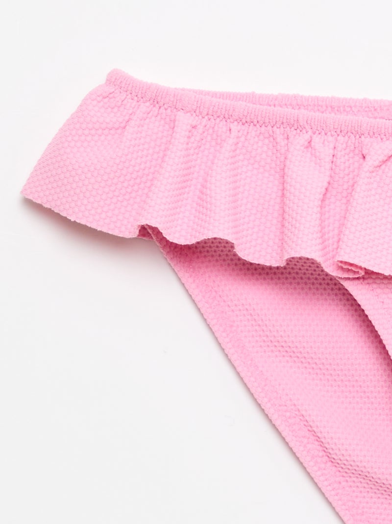 Fato de banho com folhos em malha - 2 peças Rosa - Kiabi