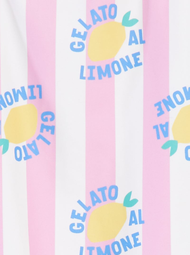 Fato de banho com motivo e alças com folhos ROSA - Kiabi