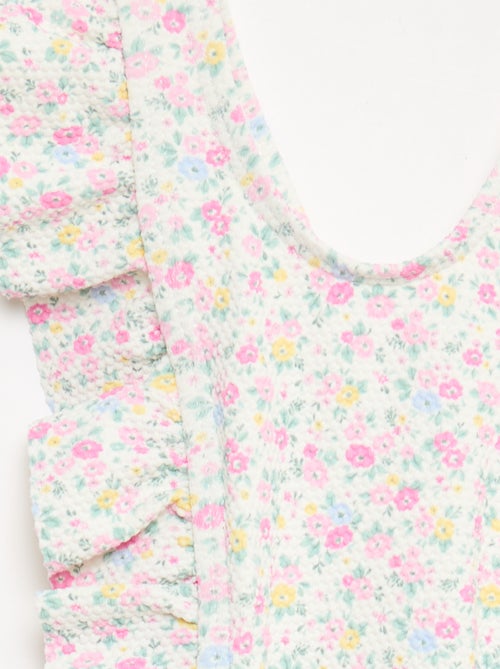 Fato de banho com padrão e folhos - Kiabi