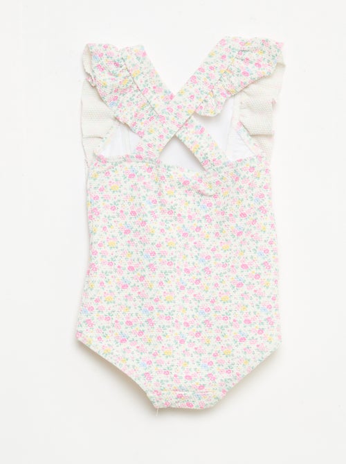 Fato de banho com padrão e folhos - Kiabi