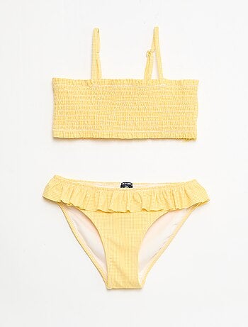 Fato de banho com padrão + folhos - 2 peças