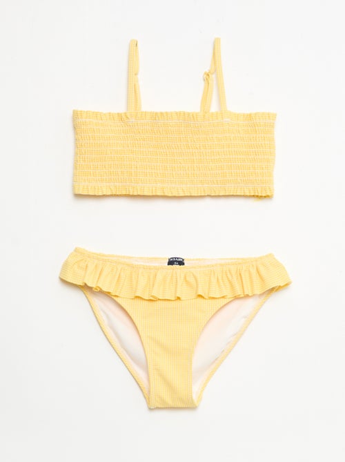 Fato de banho com padrão + folhos - 2 peças - Kiabi