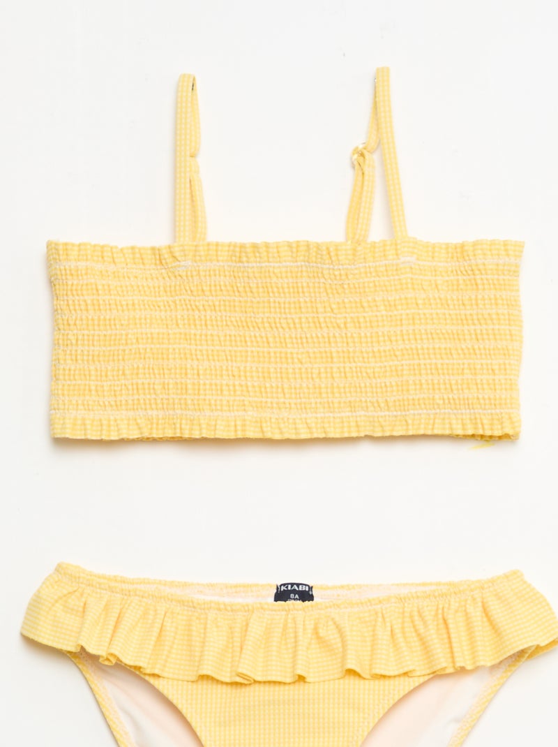 Fato de banho com padrão + folhos - 2 peças Amarelo - Kiabi