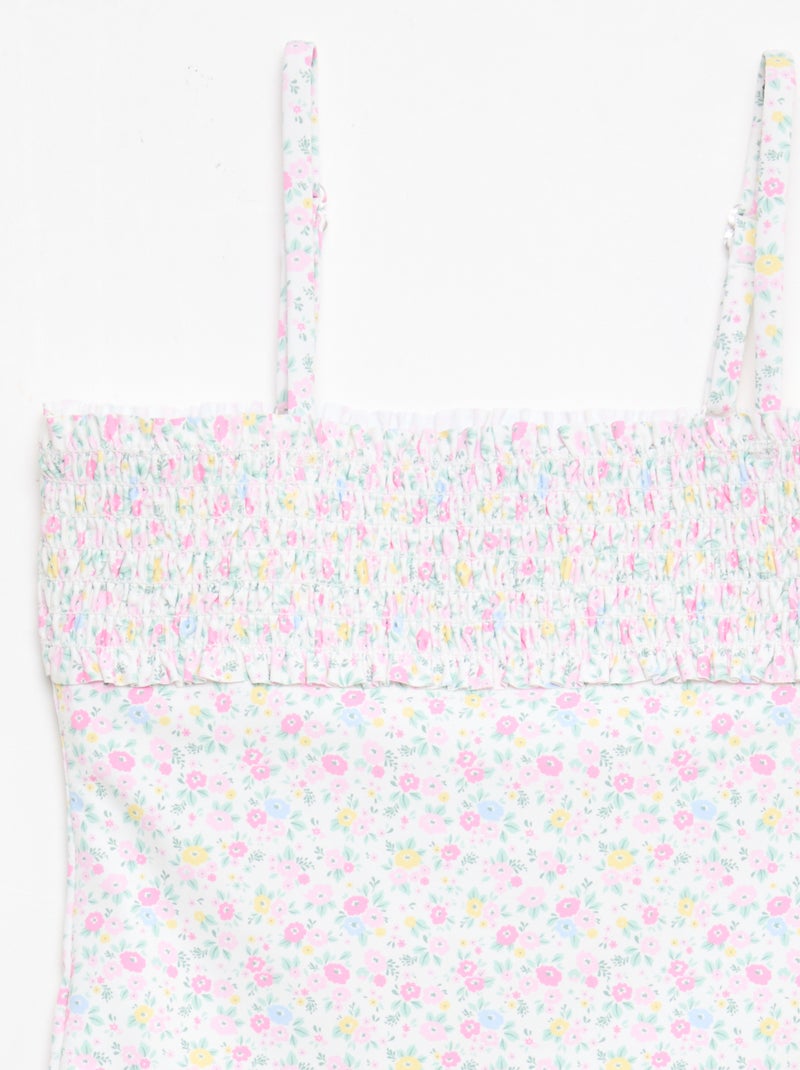 Fato de banho com smock e scrunchie Branco - Kiabi