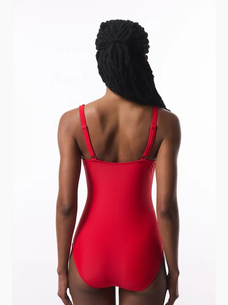 Fato de banho corpete franzido modelador de abdómen e cintura penti Vermelho - Kiabi