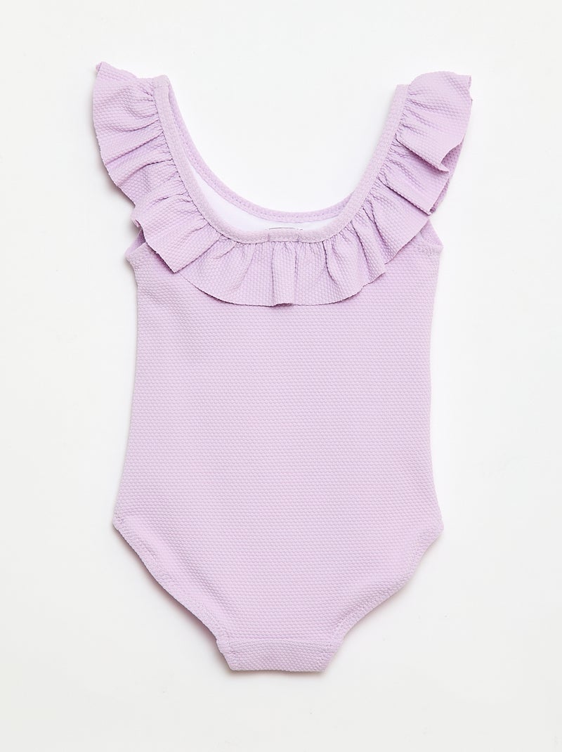 Fato de banho de 1 peça com folhos Violeta - Kiabi