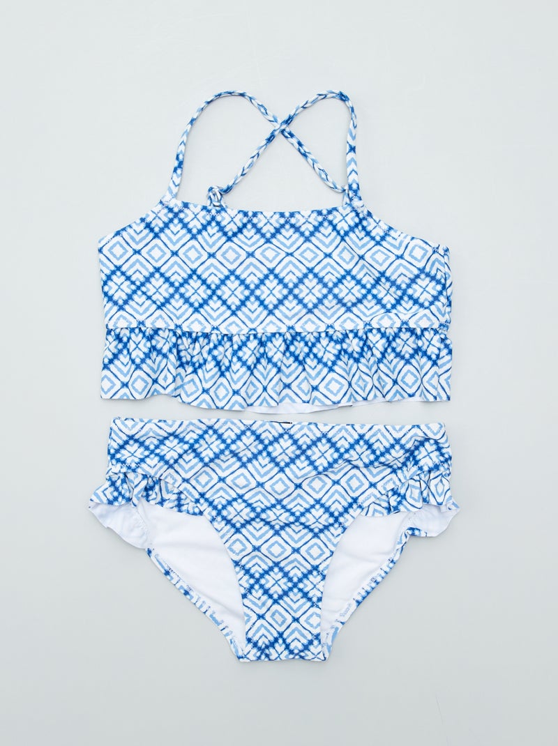 Fato de banho de 2 peças com folhos AZUL - Kiabi