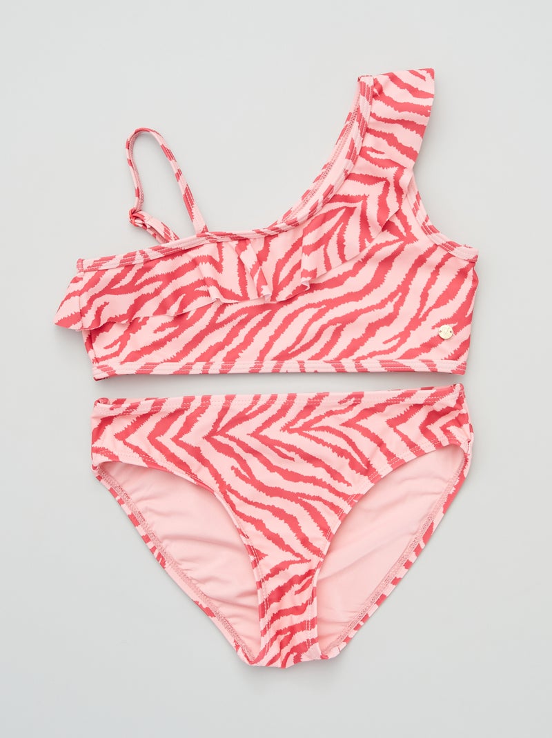 Fato de banho de 2 peças estampado zebrado Rosa/ Fuxia - Kiabi