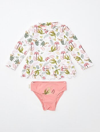 Fato de banho de manga comprida + cuecas 'Petit Béguin' - 2 peças