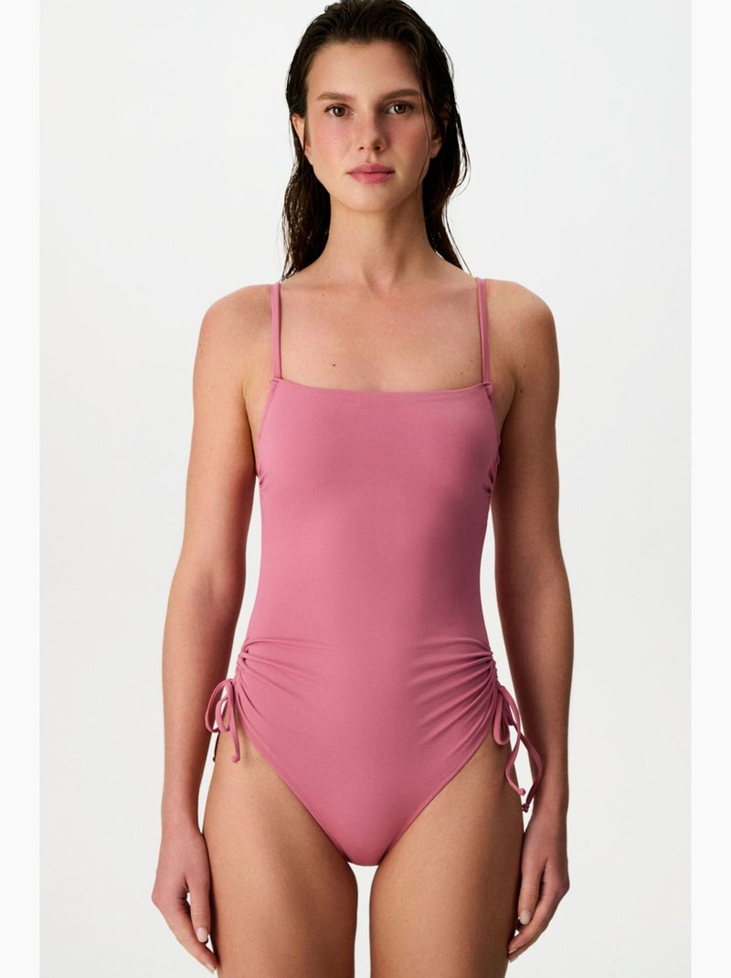 Fato de banho de mulher sem alças com aro penti Rosa velho - Kiabi