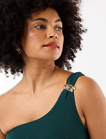 Fato de banho de uma peça assimétrico com joia dourada