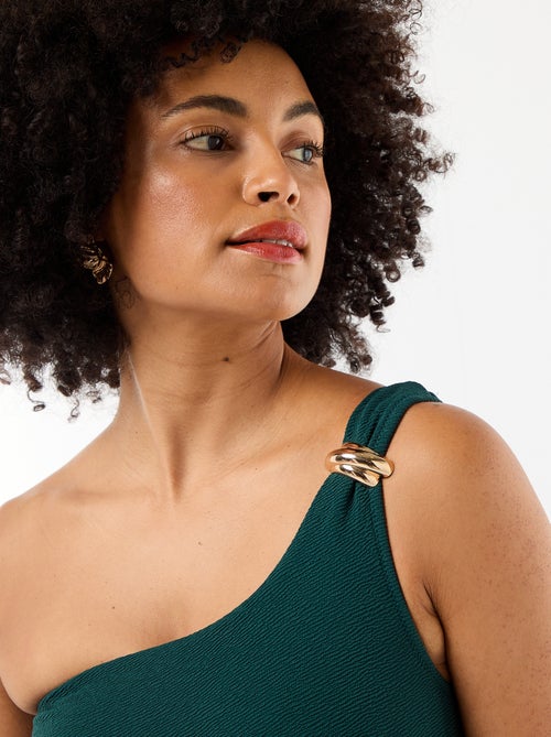 Fato de banho de uma peça assimétrico com joia dourada - Kiabi