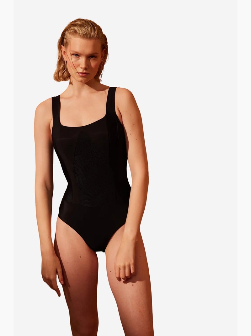 Fato de banho feminino basic com corset penti Preto - Kiabi