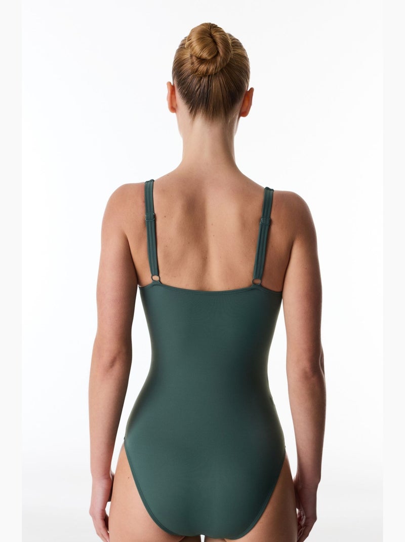 Fato de banho feminino com franzido penti Verde garrafa - Kiabi