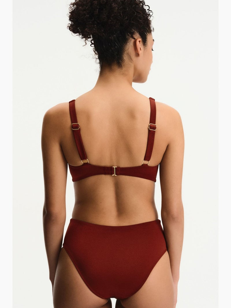 Fato de banho feminino erica brilhante penti Vermelho bordô - Kiabi