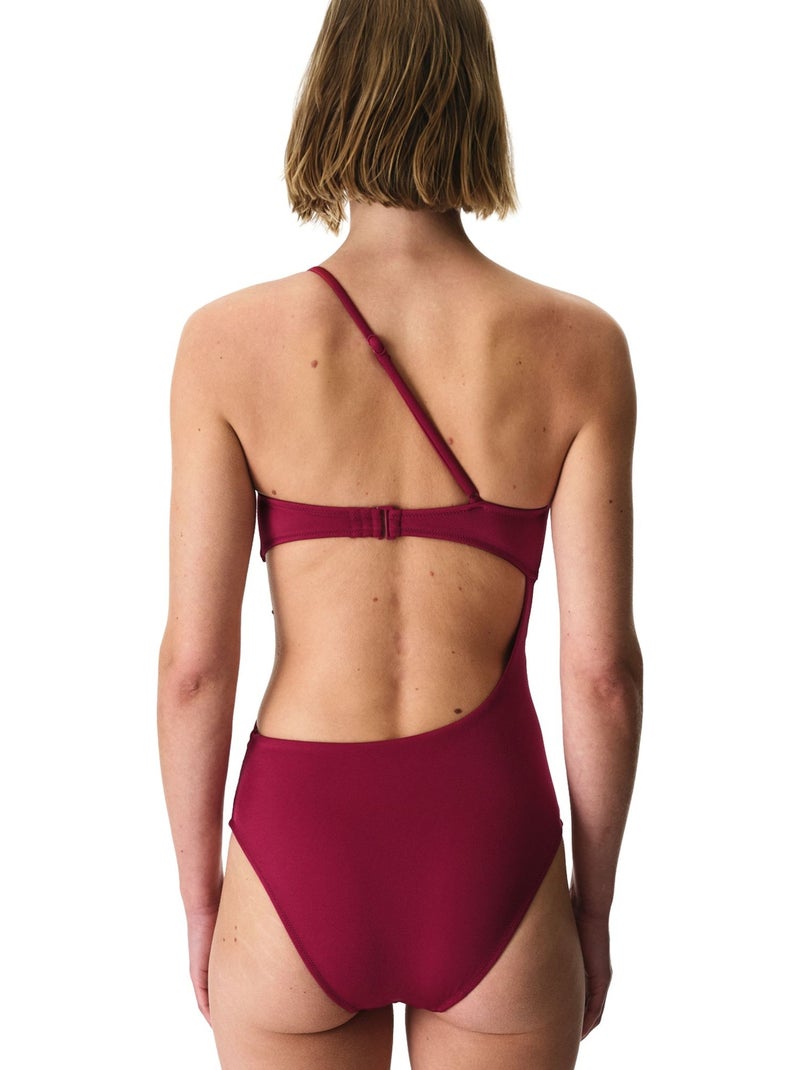 Fato de banho feminino evelyn brilhante penti Vermelho bordô - Kiabi