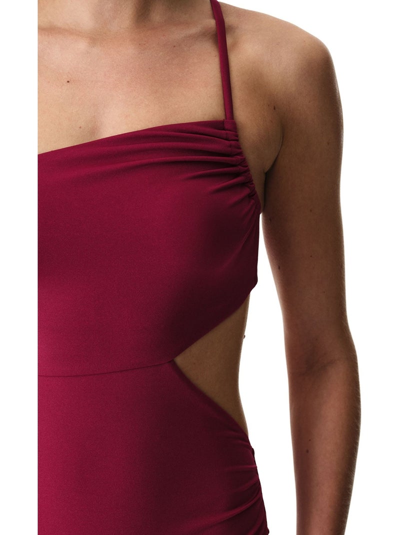 Fato de banho feminino evelyn brilhante penti Vermelho bordô - Kiabi