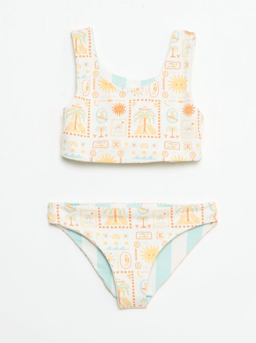 Fato de banho floral reversível - 2 peças - Kiabi