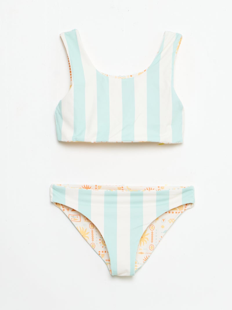 Fato de banho floral reversível - 2 peças Branco - Kiabi