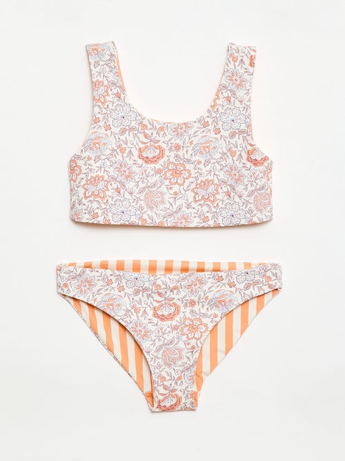 Fato de banho floral reversível - 2 peças - Kiabi