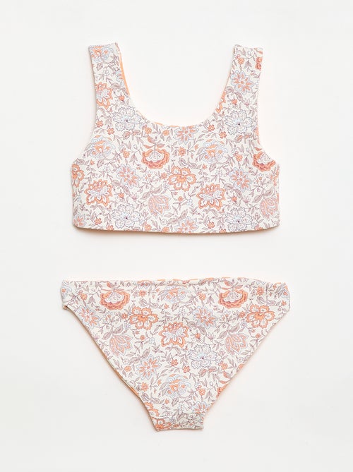 Fato de banho floral reversível - 2 peças - Kiabi
