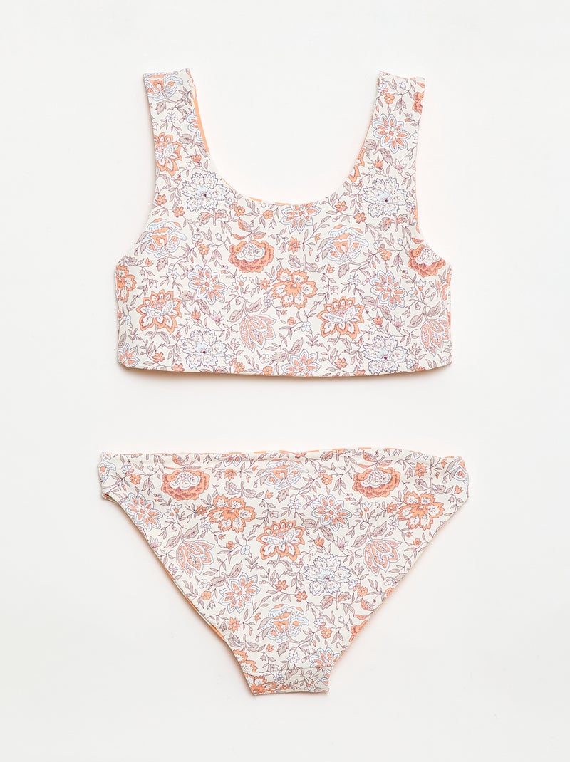 Fato de banho floral reversível - 2 peças Branco - Kiabi