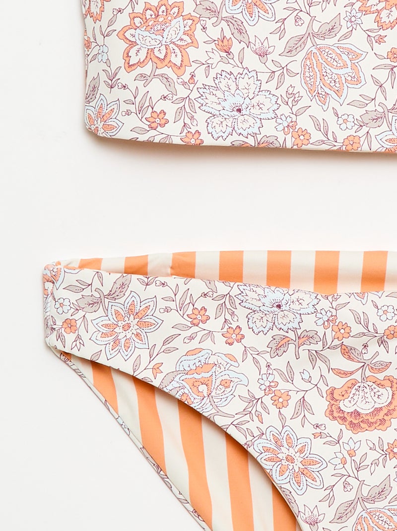 Fato de banho floral reversível - 2 peças Branco - Kiabi