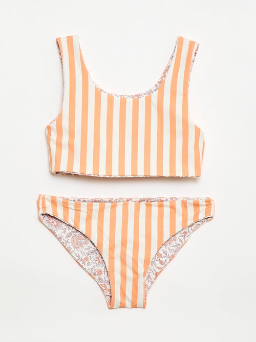 Fato de banho floral reversível - 2 peças - Kiabi