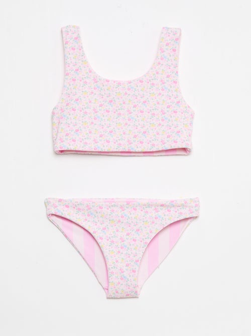 Fato de banho floral reversível - 2 peças - Kiabi