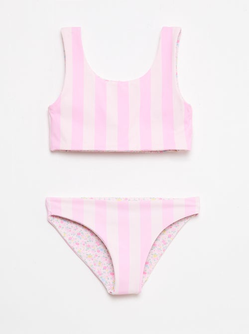 Fato de banho floral reversível - 2 peças - Kiabi