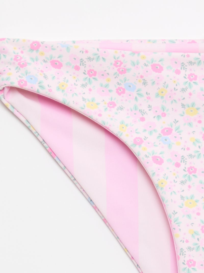 Fato de banho floral reversível - 2 peças Rosa - Kiabi