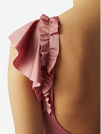 Fato de banho flore escuro com detalhe de folho penti