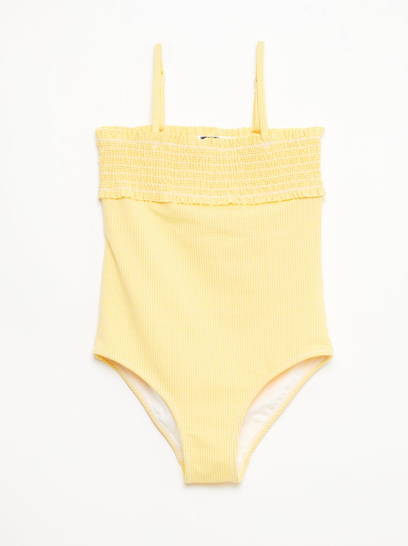 Fato de banho franzido + scrunchie - 1 peça Amarelo - Kiabi
