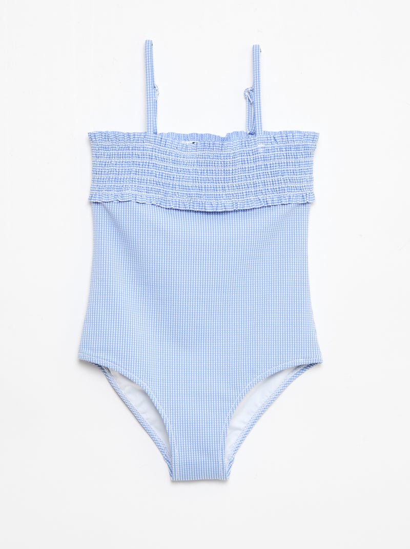 Fato de banho franzido + scrunchie - 1 peça Azul - Kiabi