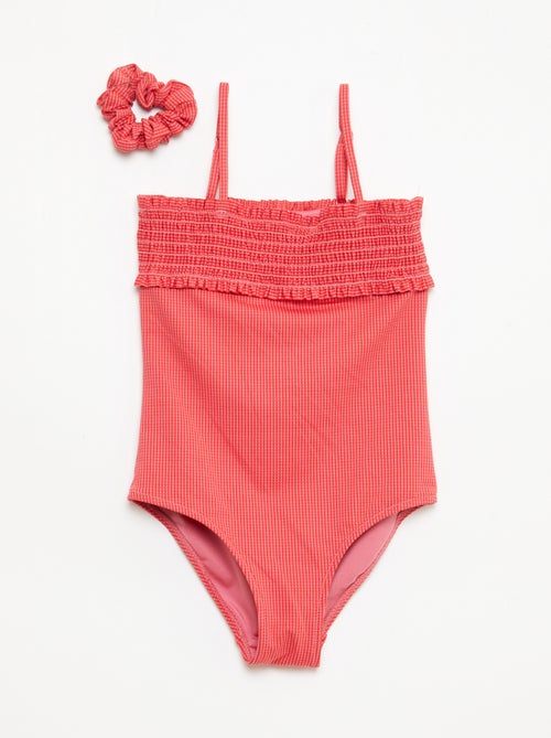 Fato de banho franzido + scrunchie - 1 peça - Kiabi