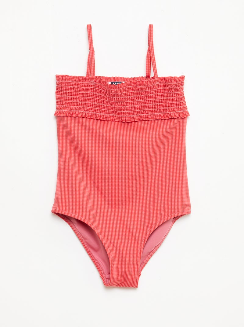 Fato de banho franzido + scrunchie - 1 peça Vermelho - Kiabi