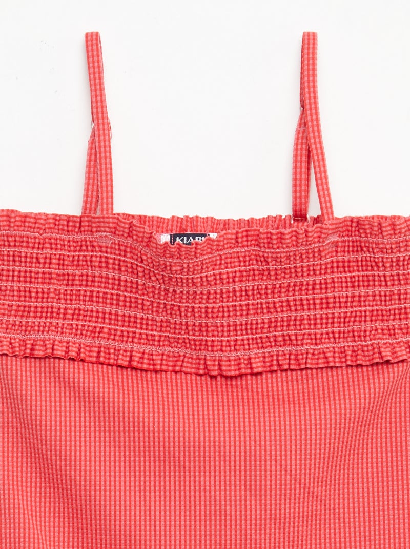 Fato de banho franzido + scrunchie - 1 peça Vermelho - Kiabi