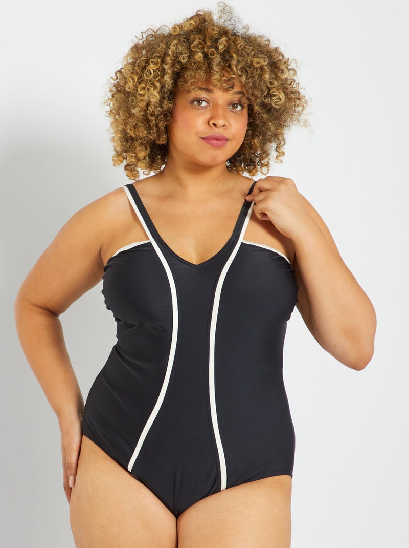 Fato de banho inteiro bicolor PRETO - Kiabi